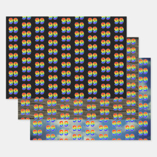 Fun, Colourful, Rainbow Spectrum Pattern 99 Event Wrapping Paper Sheet