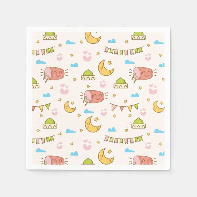 Fun Colourful Ramadan & Eid Party Napkins (Front)