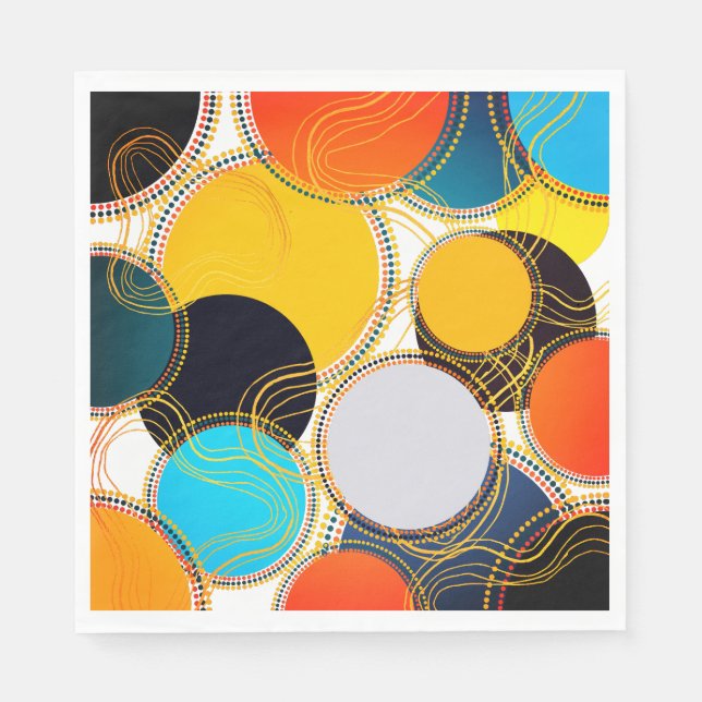 Fun Colourful Retro Abstract Freeform Party Napkin (Front)
