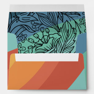Fun & Colourful Retro Groovy Rainbow Floral Envelope