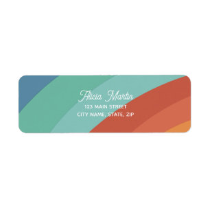 Fun & Colourful Retro Groovy Rainbow Return Addres Return Address Label
