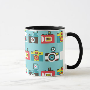 Fun Colourful Retro Lomo Cameras Pattern (Blue) Mug