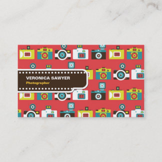 Fun Colourful Retro Lomo Cameras Pattern Business Card