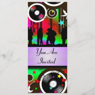 Fun colourful retro music party invitation