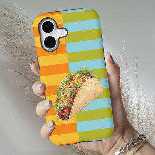 Fun Colourful Retro Stripes and Taco