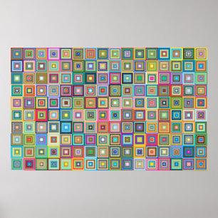 Fun Colourful Retro Tiles Pattern   Poster