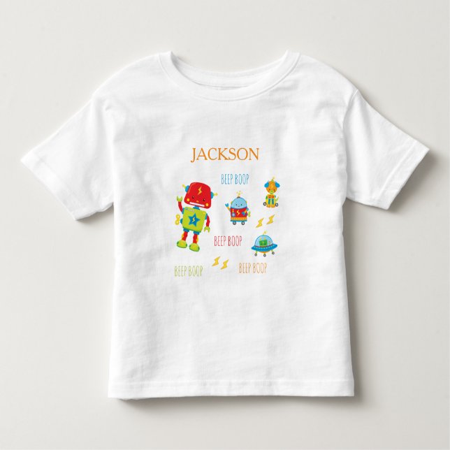 Fun Colourful Robot Beep Boop Boy Toddler T-Shirt (Front)
