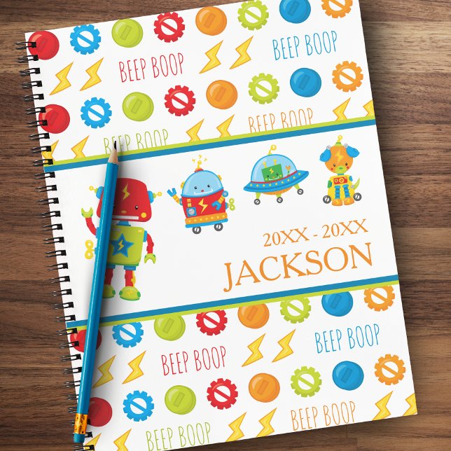 Fun Colourful Robot Beep Boop Pattern Kid Notebook (Creator Uploaded)