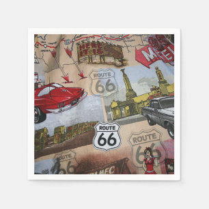 Fun Colourful Route 66 Collage Pattern Napkin