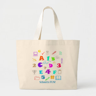 Fun, Colourful School Items, Personalised Teacher Large Tote Bag