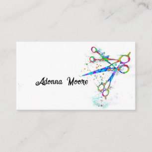 fun colourful scissors art on white for custom business card