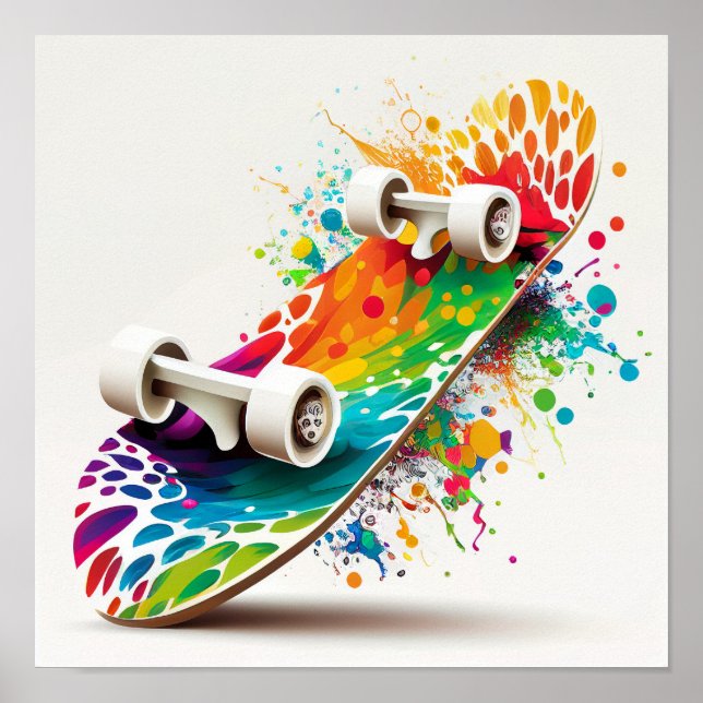 Fun Colourful Skateboard Print (Front)