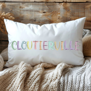 Fun Colourful Sketch Cloutierville Louisiana Lumbar Cushion