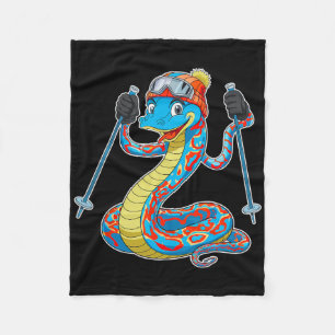 Fun Colourful Skiing Snake Winter Adventure Fleece Blanket