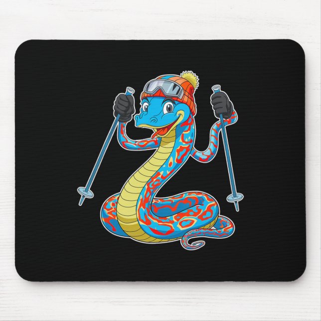Fun Colourful Skiing Snake Winter Adventure  Mouse Pad (Front)