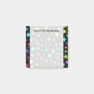Fun, Colourful Stars Pattern + Custom Name Note