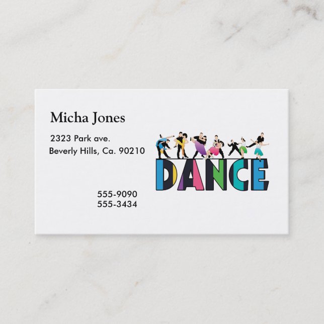 Fun & Colourful Striped Dancers Dance Business Card (Front)