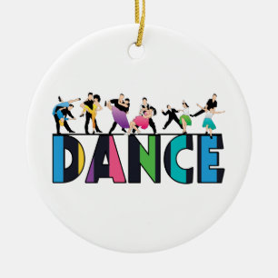 Fun & Colourful Striped Dancers Dance Ceramic Tree Decoration
