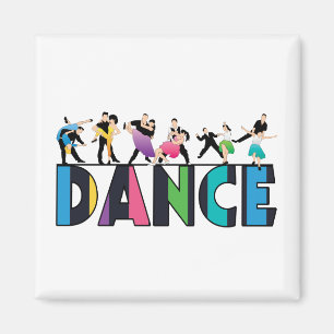 Fun & Colourful Striped Dancers Dance Magnet