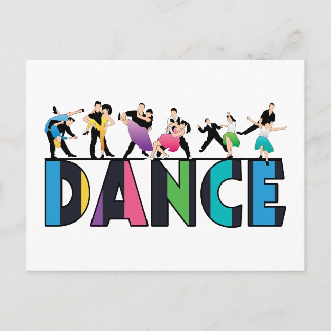 Fun & Colourful Striped Dancers Dance Postcard (Front)