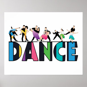 Fun & Colourful Striped Dancers Dance Poster