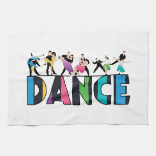 Fun & Colourful Striped Dancers Dance Tea Towel