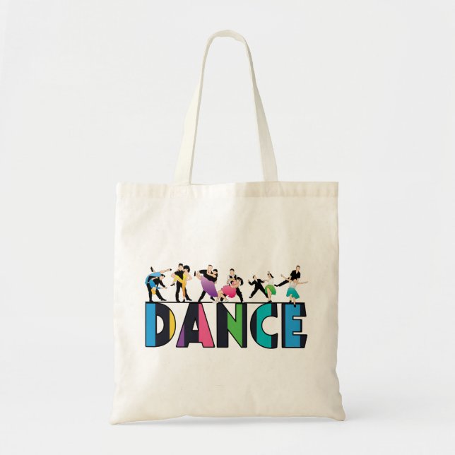 Fun & Colourful Striped Dancers Dance Tote Bag (Front)