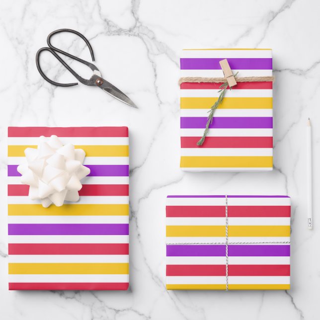 Fun Colourful striped pattern Wrapping Paper Sheet (Front)