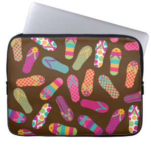 Fun Colourful Summer Flip Flops Pattern Laptop Sleeve