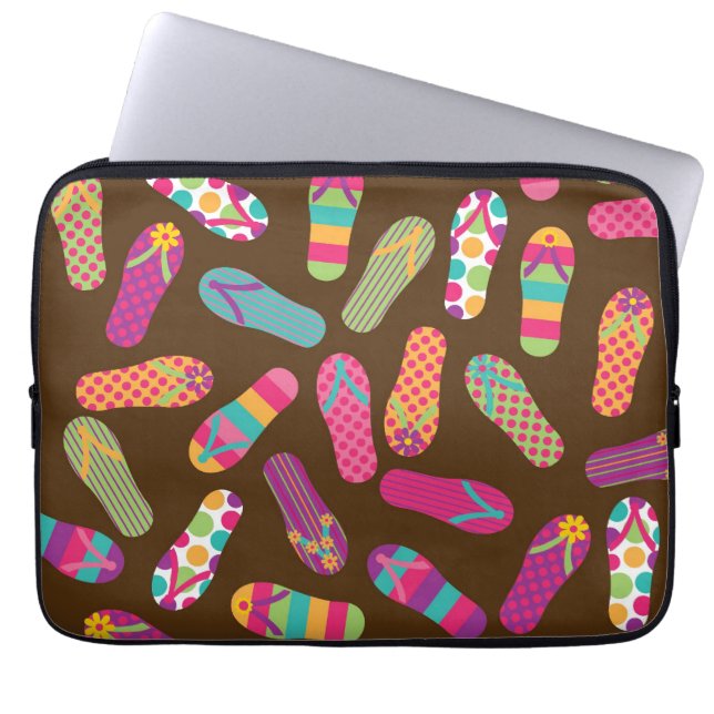 Fun Colourful Summer Flip Flops Pattern Laptop Sleeve (Front)