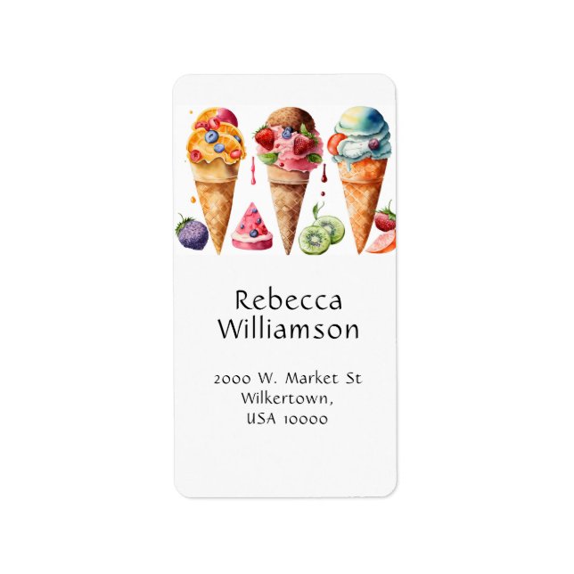 Fun, Colourful Summer Ice Cream Cones  Label (Front)