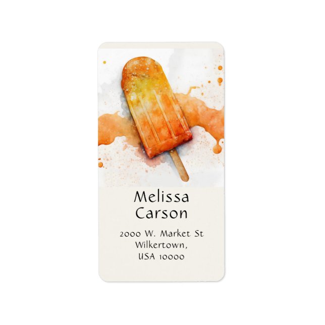 Fun, Colourful Summer Orange Popsicle Label (Front)