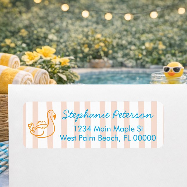 Fun Colourful Summer Pool Floatie Return Address Label (Creator Uploaded)