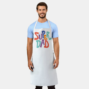 Fun Colourful Super Dad Word Art Quote Apron