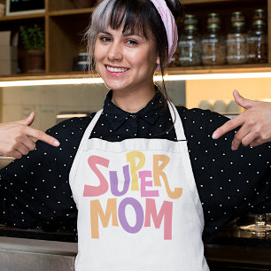 Fun Colourful Super Mum Word Art Apron