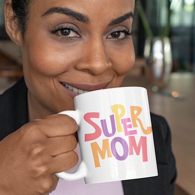Fun Colourful Super Mum Word Art Quote Coffee Mug (Creator Uploaded)
