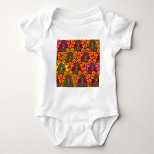 Fun Colourful Thanksgiving Turkeys Baby Bodysuit