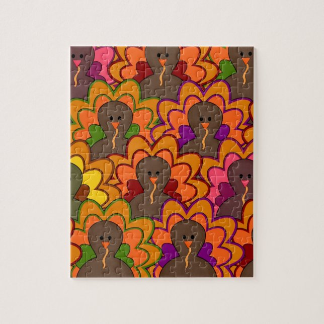 Fun Colourful Thanksgiving Turkeys Jigsaw Puzzle (Vertical)