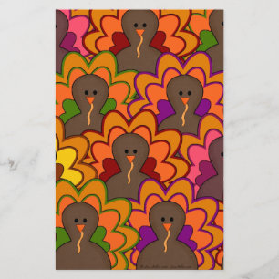 Fun Colourful Thanksgiving Turkeys Stationery