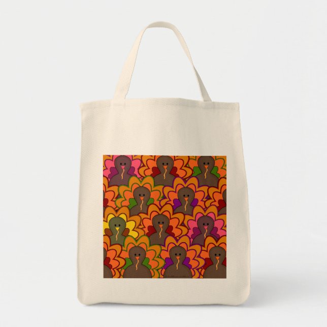 Fun Colourful Thanksgiving Turkeys Tote Bag (Front)