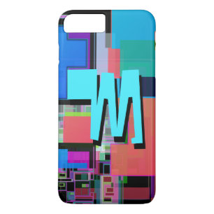 Fun Colourful Turquoise Blue Geometric Monogram iPhone 8 Plus/7 Plus Case