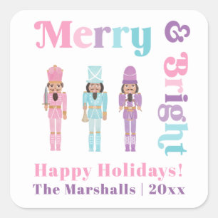 Fun Colourful Typography Black Nutcracker Holidays Square Sticker