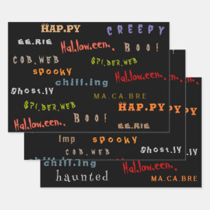 Fun & Colourful Typography Halloween Holiday Spiri Wrapping Paper Sheet