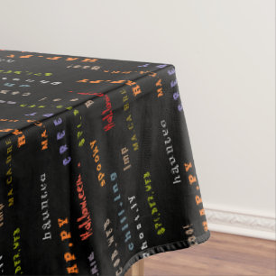 Fun & Colourful Typography Halloween Spirit Words Tablecloth