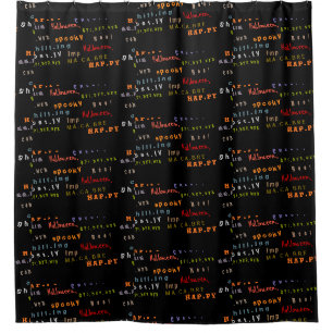 Fun & Colourful Typography Pattern, Halloween Shower Curtain