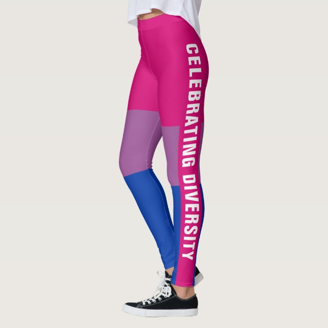 Fun Colourful Unique LGBTQ Bisexual Pride Flag Tex Leggings (Left)