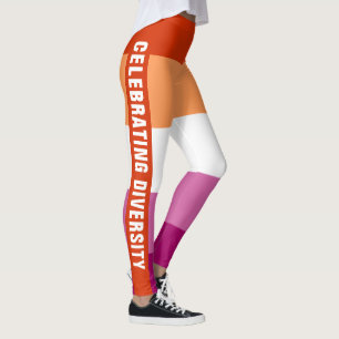 Fun Colourful Unique LGBTQ Lesbian Pride Flag Text Leggings