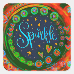 Fun Colourful Uplifting Sparkle Teacher Classroom  Square Sticker