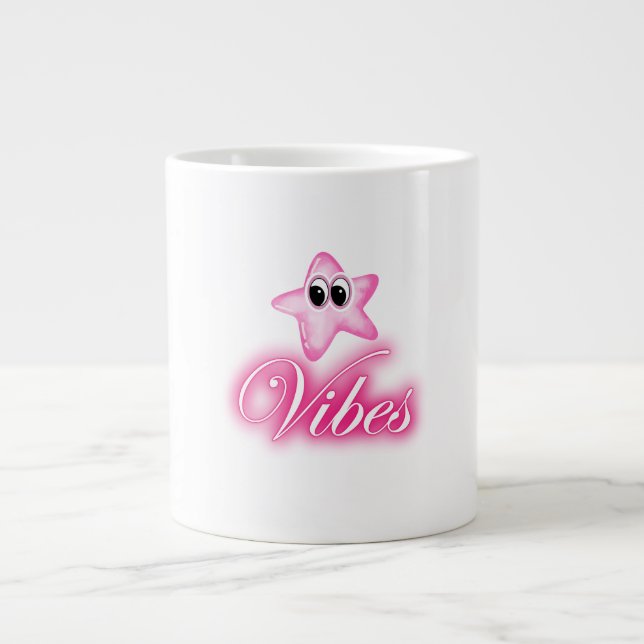 ✨ Fun & Colourful Vibes – Cute Trendy Positive Ene Large Coffee Mug (Front)