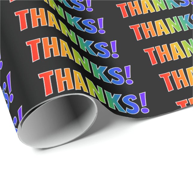 Fun, Colourful, Vibrant, Rainbow Look "THANKS!" Wrapping Paper (Roll Corner)